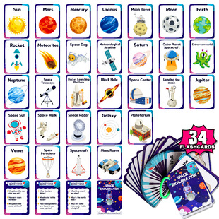Hot Selling 34 Cross-Border Popular Space Cognitive Education Cards for Kidsren and Babies Early Education Enlightenment Learning Picture and Text Cards