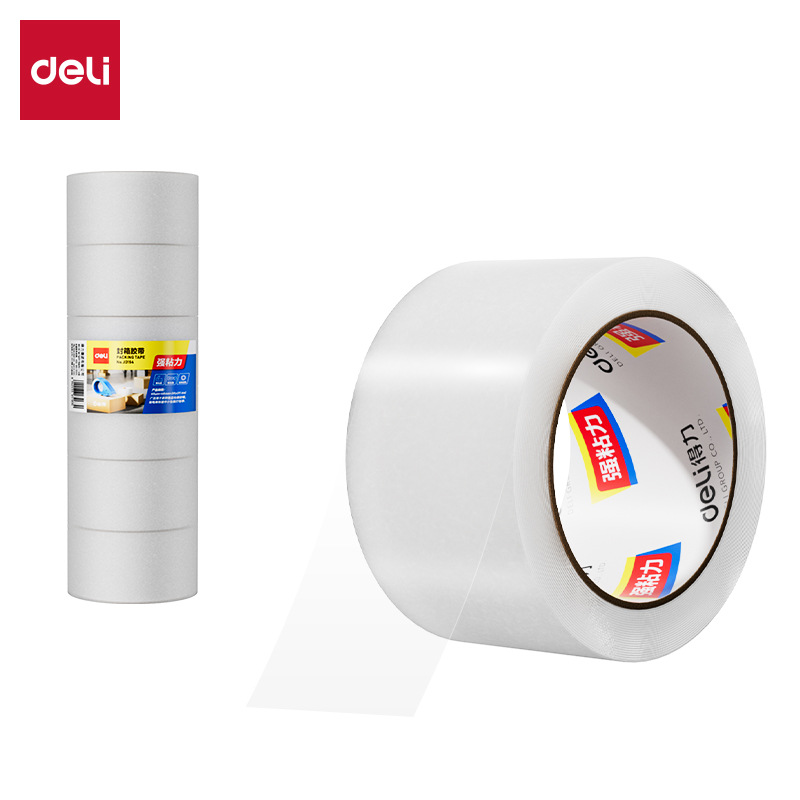 6卷筒得力60mm封箱胶带普透60mm*100*150y200y胶带封箱带6cm胶带
