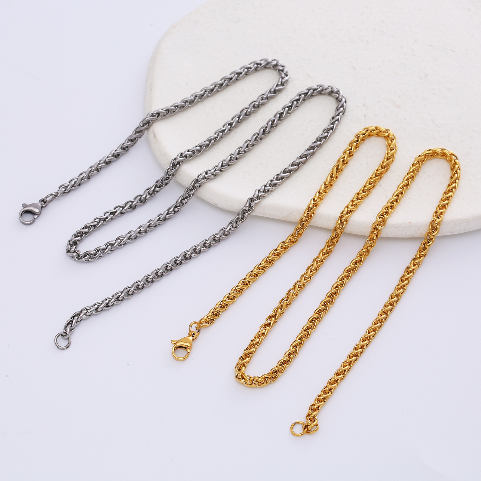 Streetwear Solid Color Stainless Steel Plating Necklace 1 Piece