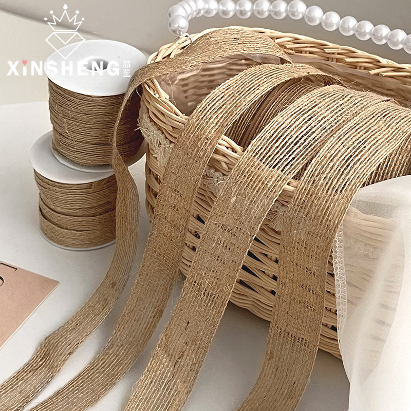 芯苼韩式亚麻编织麻带纺织麻带丝带蝴蝶结花艺花店鲜花束包装材料