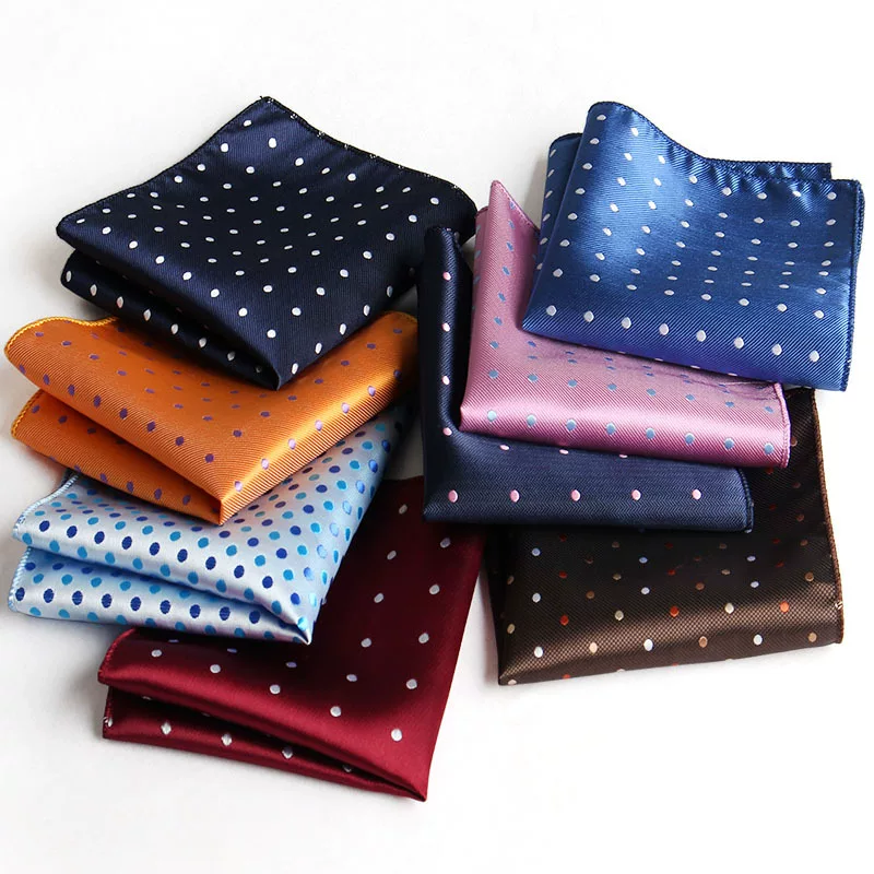 Polka dot formal suit pocket square for groom, wedding attire, host accessory, black red blue green purple, small square handkerchief