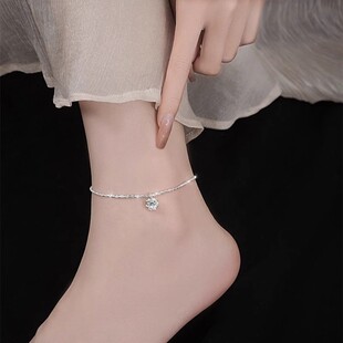 Gipsophila moissanite anklet girls 2024 new tide sparkling anklet light luxury niche high-class foot chain