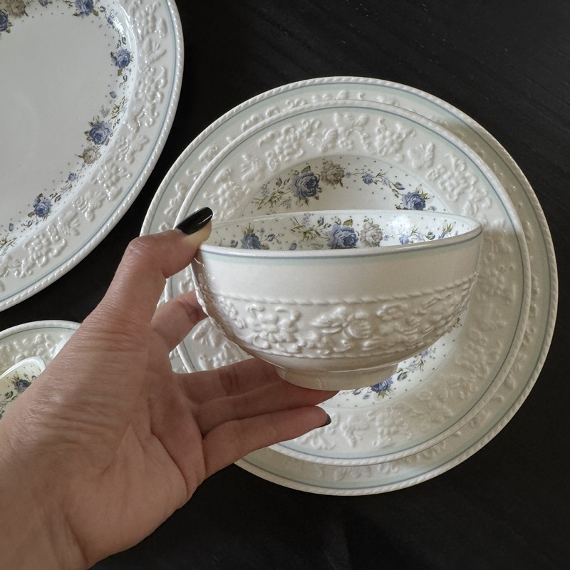 法式 中古假日浪漫玫瑰庄园浮雕花卉陶瓷盘甜品盘汤盘餐具套装|undefined