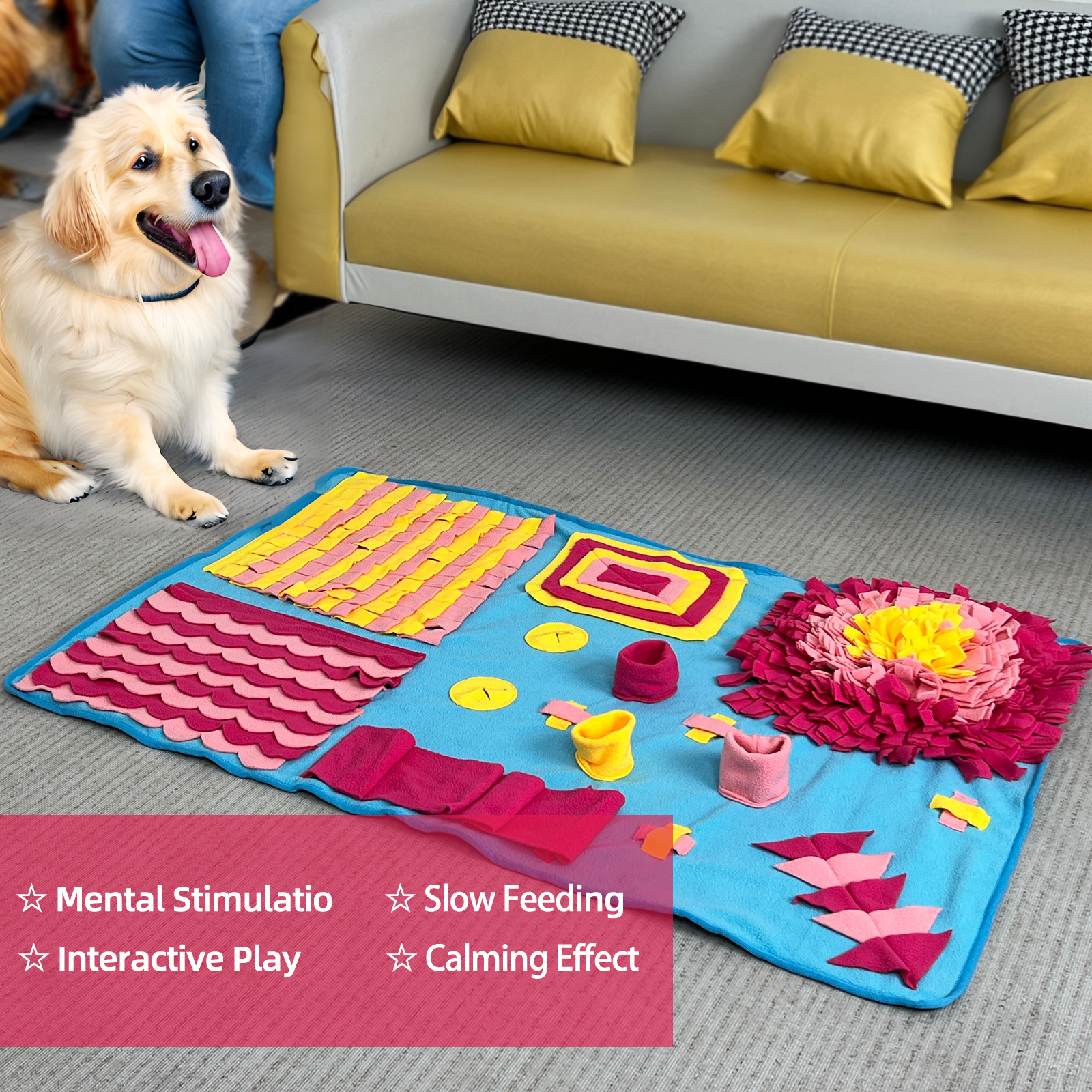 Productos para mascotas para perros y gatos almohadillas de olor grandes almohadillas de olor de comida lenta colorida para perros resistentes a la mordida mantas de juguetes inteligentes