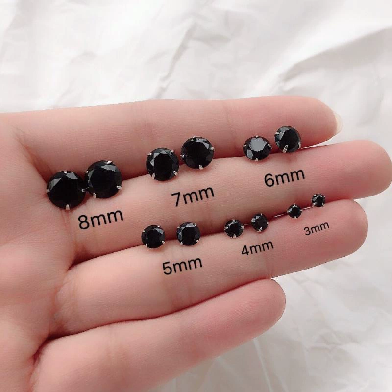 Серебряная игла, изысканные универсальные серьги, черный гипоаллергенный цирконий, серебро 925 образец, простой и элегантный дизайн