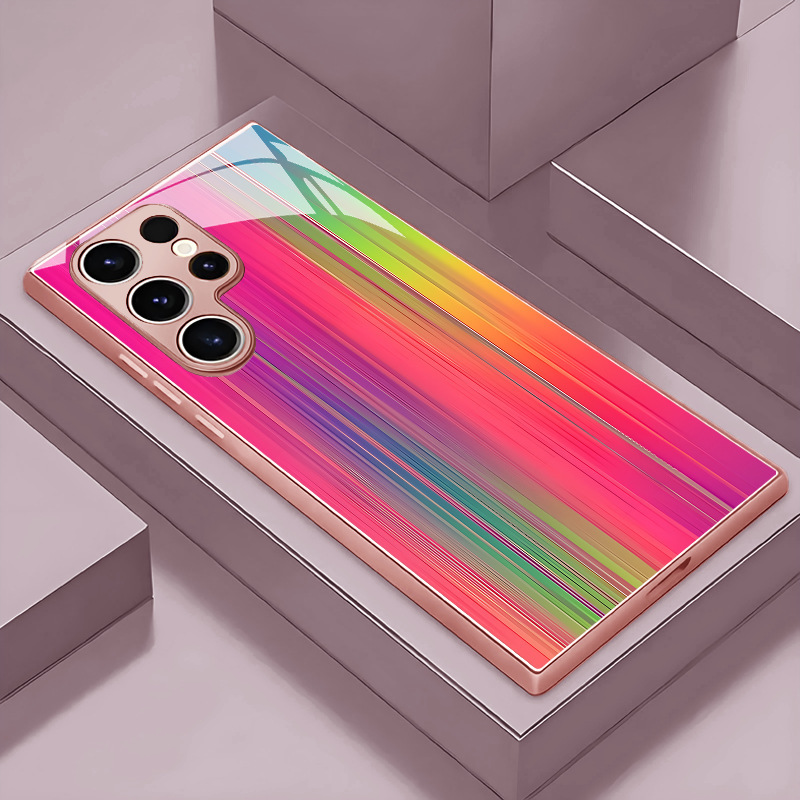 Rainbow Gradient Stripes Are Suitable for Samsung S25Edge Tempered Glass Phone Case and S26Ultra/S24 Protection Rainbow Gradient Stripes Are Suitable for Samsung S25Edge Tempered Glass Phone Case and S26Ultra/S24 Protection