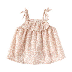 安佰鹿 可愛夏季薄款嬰兒服公主碎花吊帶兩件套女寶寶純棉衣服A類
