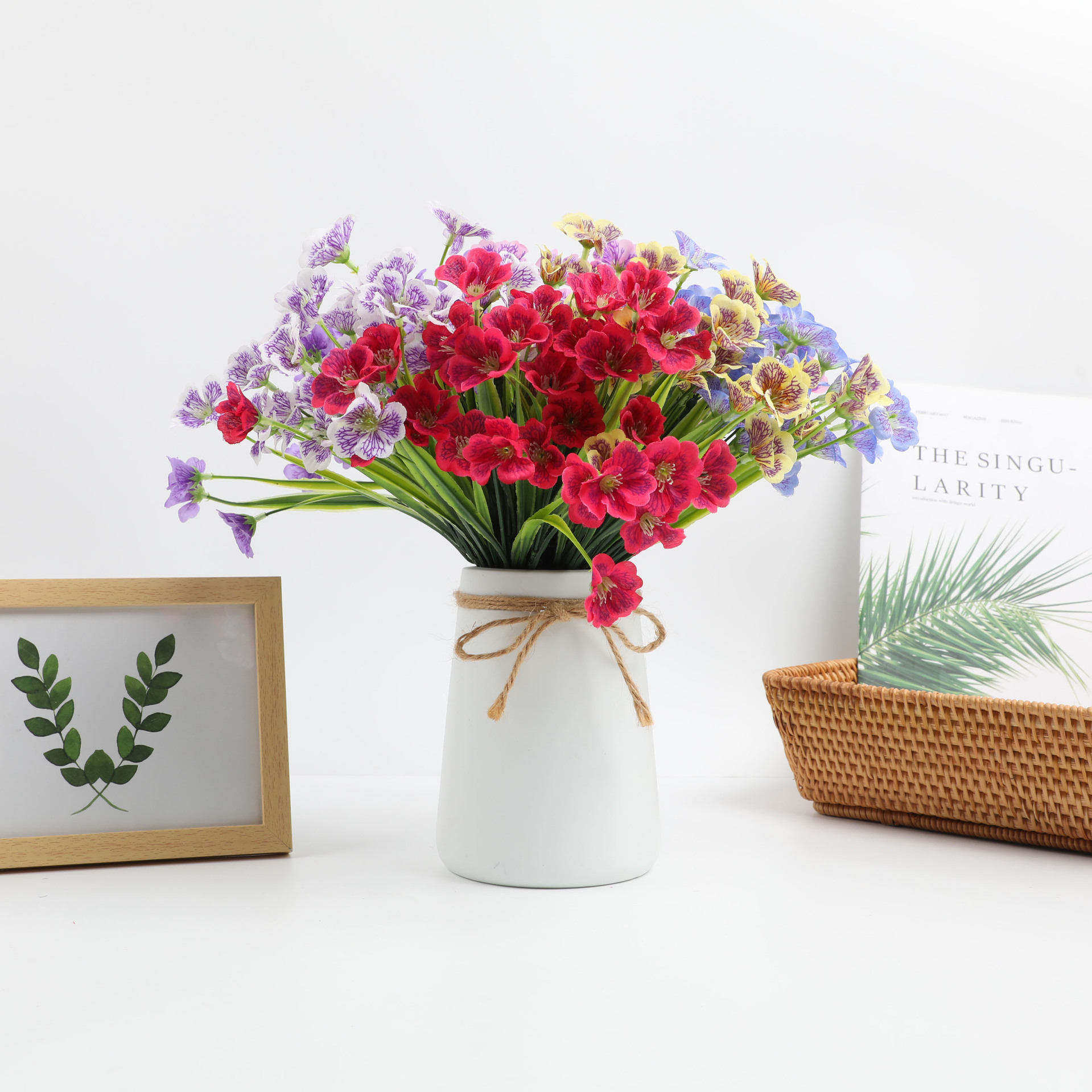 Amazon Five-Headed Spring Grass, Water Grass Violet Fabric Flowers, Artificial Flower Cross-Border Decor Fake Flowers, Factory Wholesale