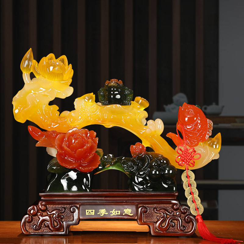 招财玉如意摆件金蟾装饰品家居博古架电视柜店铺开业收银台摆设