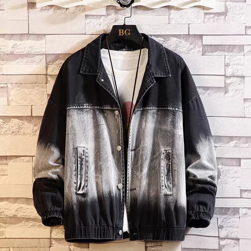 Denim men's autumn trend jacket, for beloved, gradient