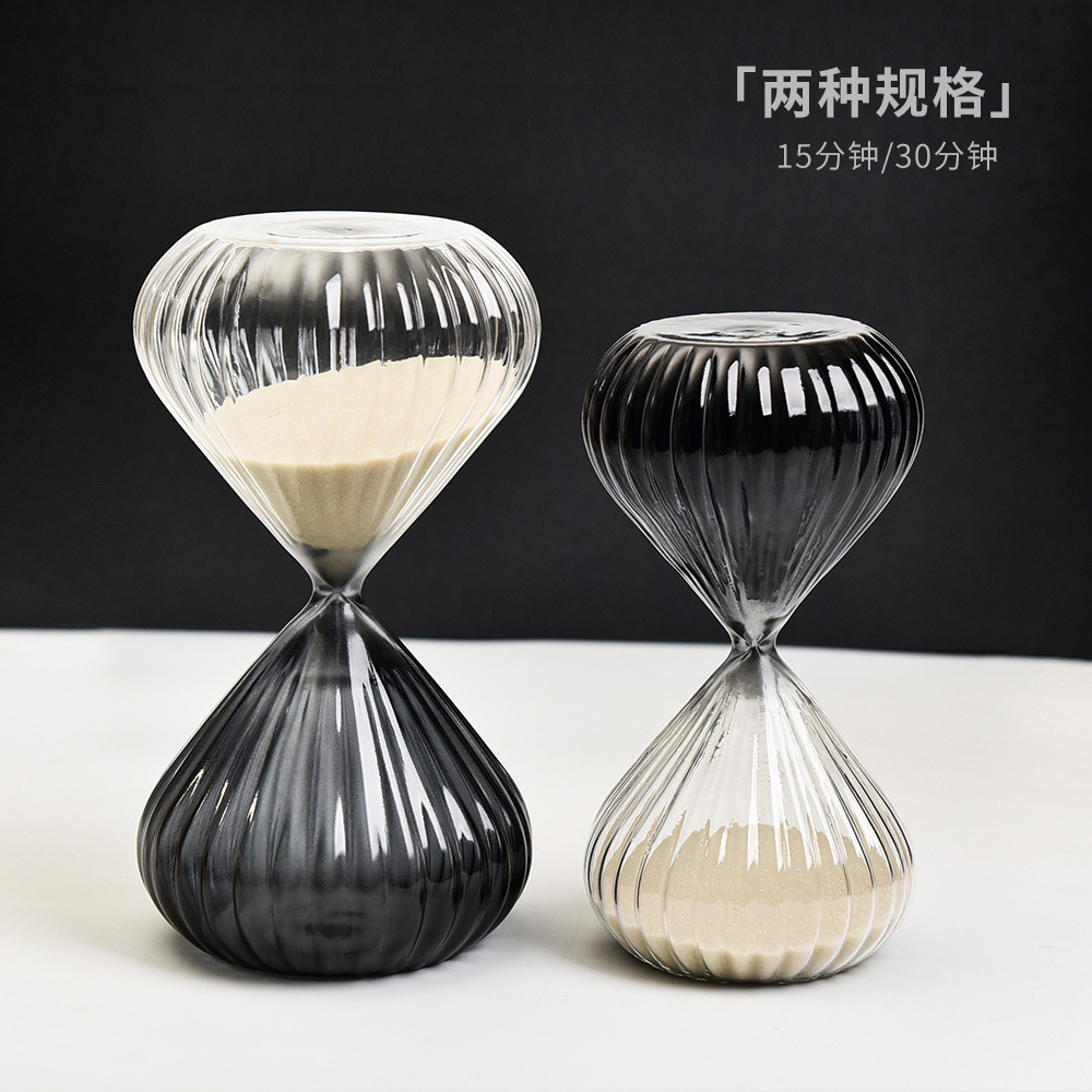 Creativo 15 30 minutos reloj de arena a rayas grises estilo moderno decoraciones de moda para el hogar cronógrafo regalos pequeños image 3