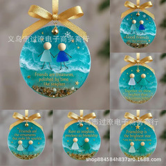 跨境 Friendship Sea Glass Christmas Ornament友谊铃铛圣诞装饰