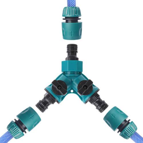 4-point quick connector with switch three-way valve diverter water distributor one in and two out repair joint accessories