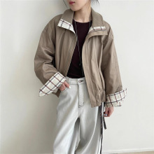 明星同款！ 走秀款立领棉质斜纹风衣复古廓形短款蝙蝠袖夹克外套