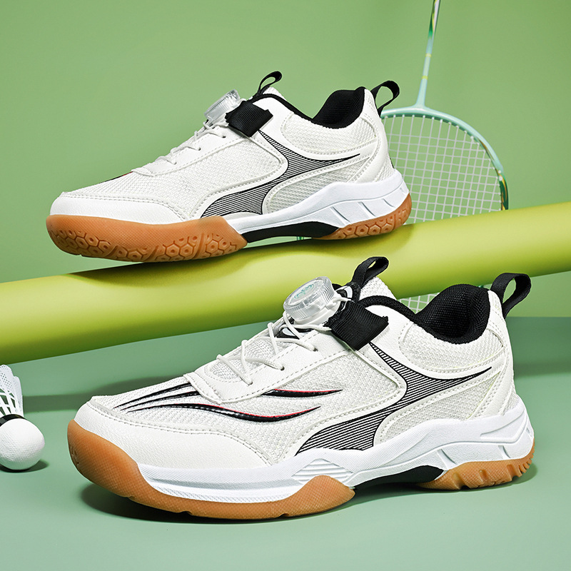 Zapatos de bádminton profesionales infantiles botón giratorio para niños y niñas de 7 - 12 años de edad zapatos de deporte ligeros transpirables antideslizantes y resistentes al desgaste