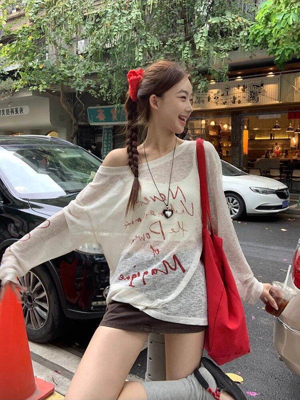 Bamboo Ribbed Summer Thin Long-Sleeve Top Sun Protection Clothing for Women, Korean Style Loose Lightweight T-Shirt Sun Protection Cover-Up Bamboo Ribbed Summer Thin Long-Sleeve Top Sun Protection Clothing for Women, Korean Style Loose Lightweight T-Shirt Sun Protection Cover-Up