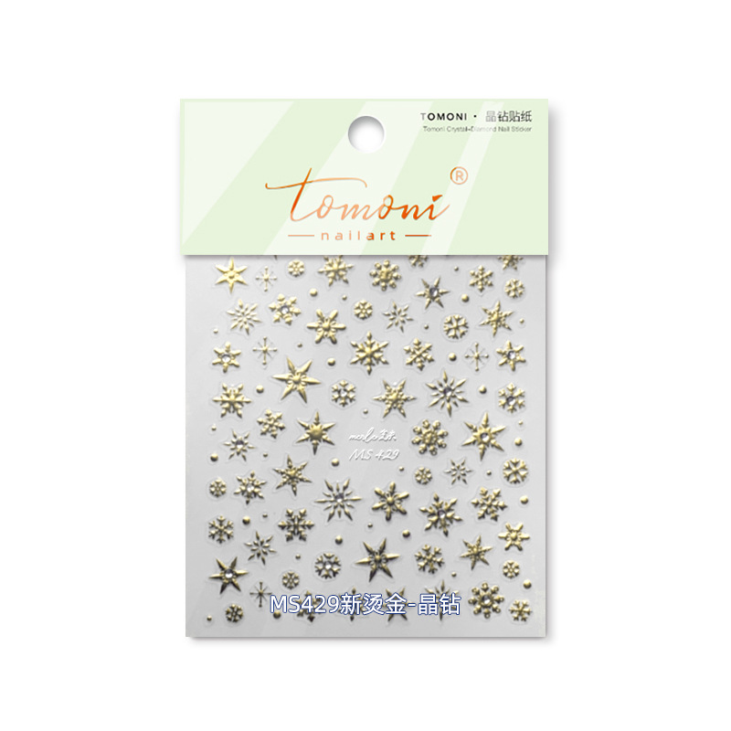 Tomoni cristal diamante uñas pegatinas no pérdida cooperación Vintage uñas pegatinas al por mayor copo de nieve MS428