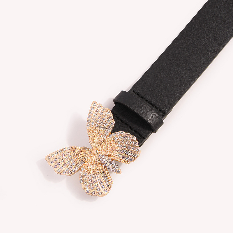 Sweet Butterfly Pu Leather Alloy Plating Inlay Rhinestones Women's Leather Belts display picture 3