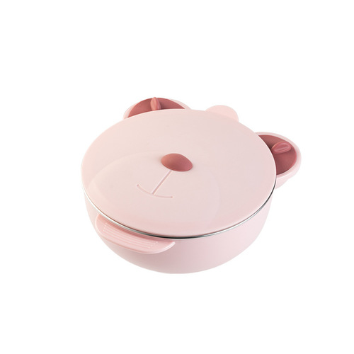 Children's stainless steel dinner plate, baby suction cup water-filled thermos bowl, baby divided plate, complementary food tableware set