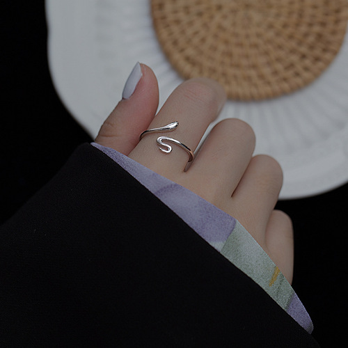 Snake Ring for Women, Polished Surface, Student Style, Korean Version, Elegant, Individualistic, Cool Style, Agile Small Snake, Index Finger Ring, Simple