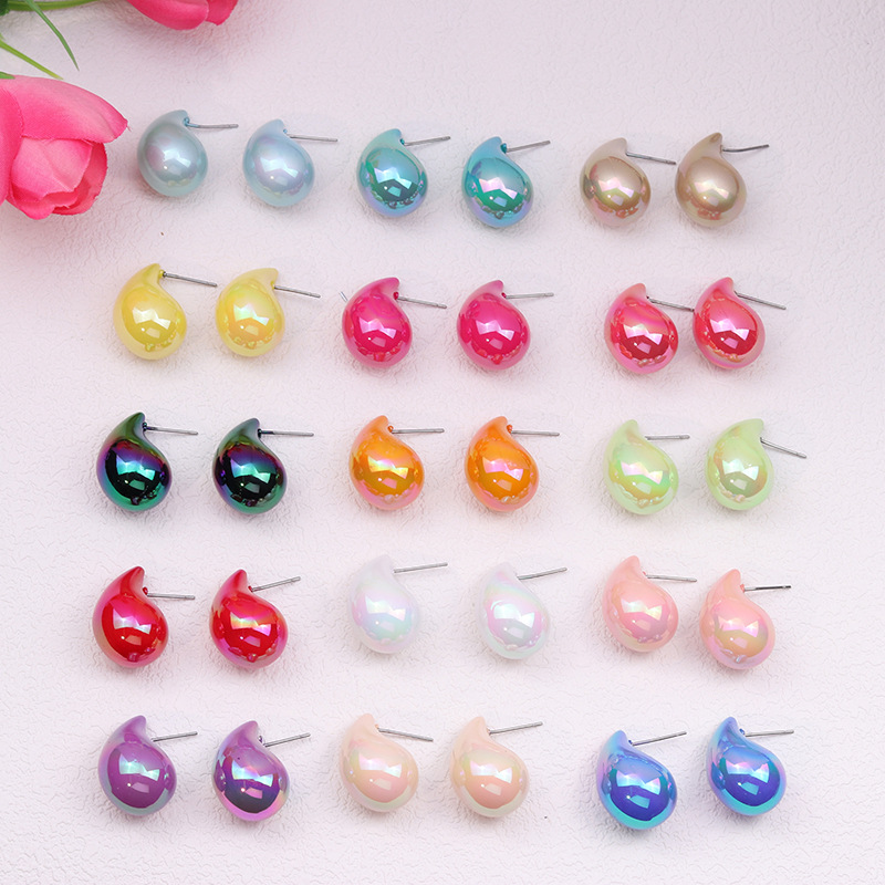 1 Pair Simple Style Classic Style Water Droplets Patchwork Arylic Ear Studs display picture 1