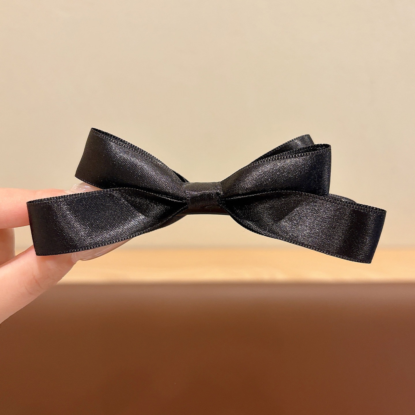 8#B 스타일 블랙 리본 바나나 클립 (밑클립) 약 9cm