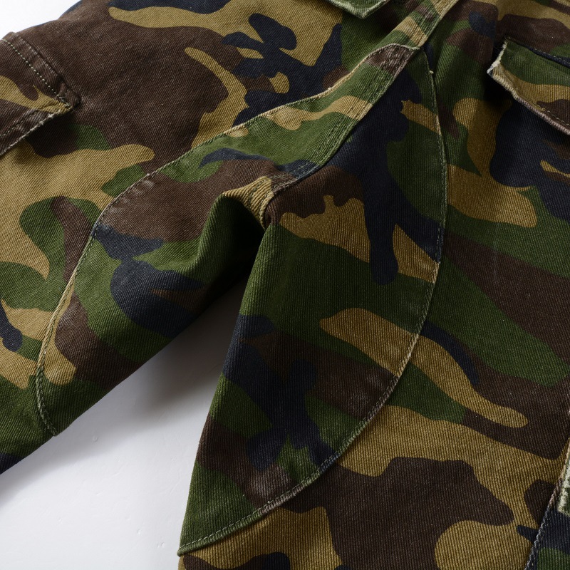 Men's Clothing high street ins same style washed and distressed multi pocket style youth slim camouflage skinny pants jeans_voghion.com