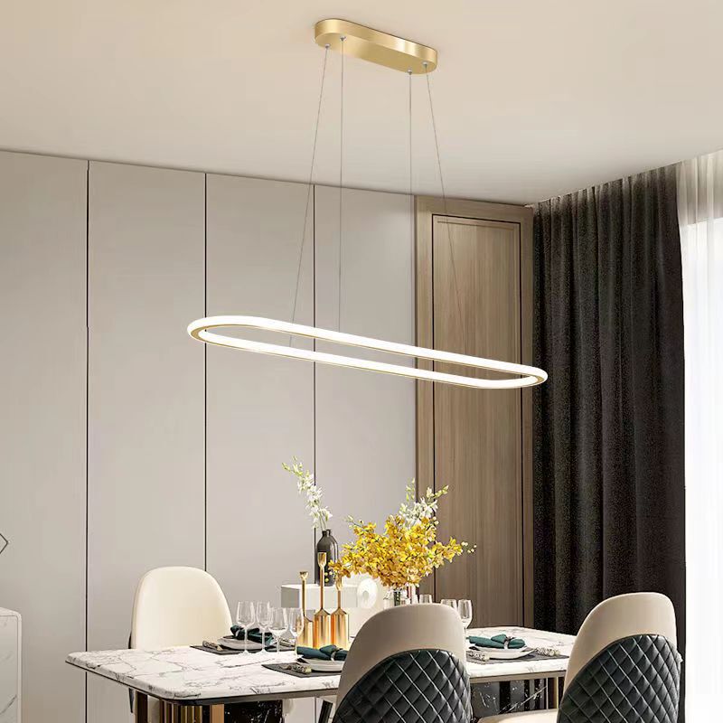 Dining room chandelier modern simple light luxury creative long bar table lamp new personalized Oval led room lamp Dining room chandelier modern simple light luxury creative long bar table lamp new personalized Oval led room lamp