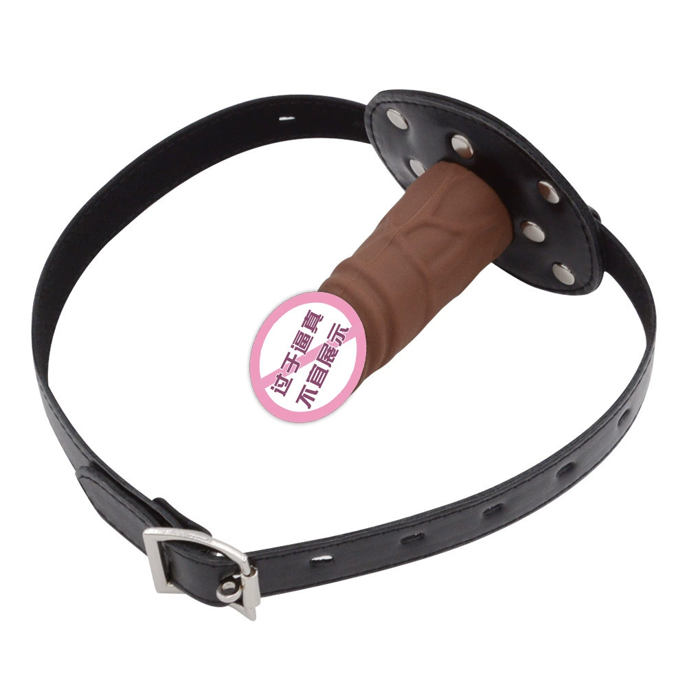 Silicone mouth plug (SM) deep-throat simulation, 5.5 & 10 cm, adjustable leather head strap