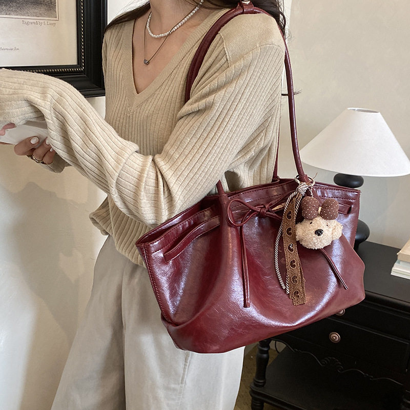 Túi tote nữ cỡ lớn dáng shopping đeo vai kẹp nách — Màu cà phê Không có mặt dây chuyền, Màu nâu không có mặt dây chuyền, Rượu vang đỏ không có mặt dây chuyền, Đen không có mặt dây chuyền chi tiết 23