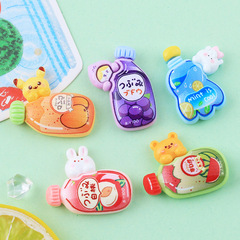 亮面動物汽水瓶 diy奶油膠自製手機殼頭飾髮夾飾品樹脂配件批發