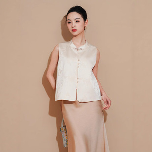 New Chinese Style National Style Fashion Western Style Heavy Industry Jacquard Vest High-end Sleeveless Top Jacket Elegant Vest Summer