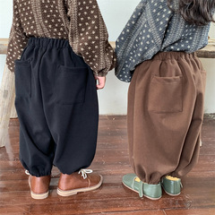 Jiaye Children's 2024 Spring New Children's Solid Color Bloomers Men's and Women's Baby Loose Nine-Point Pants Wide-Leg Pants