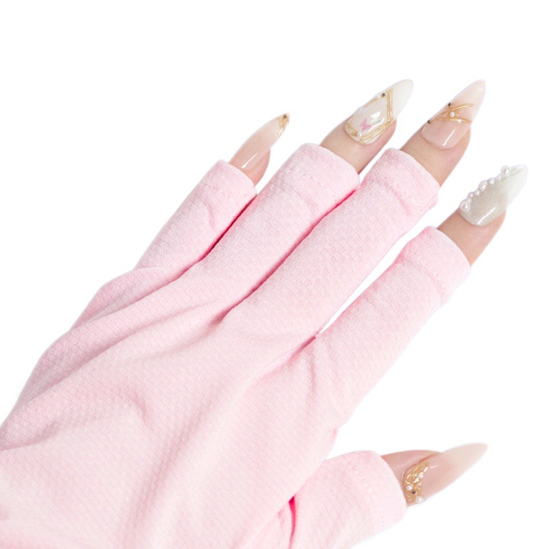 Pink nail anti-Purple Line previene el ennegrecimiento de la mano antideslizante lámpara para hornear aislamiento térmico fototerapia fuga de uñas guantes de dedo