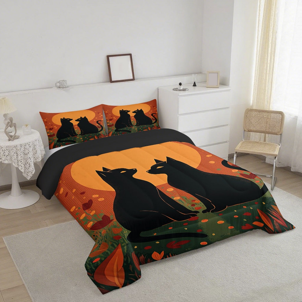 TEMU / JIT transfronterizo gatito naranja impresión digital HD 180gms set de edredón para diseñar