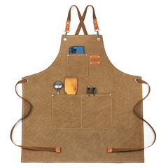 Thick Canvas Apron Cross-border Garden Waterproof Foreign Trade Coffee Shop Hair Salon Milk Tea Shop Studio Denim Apron