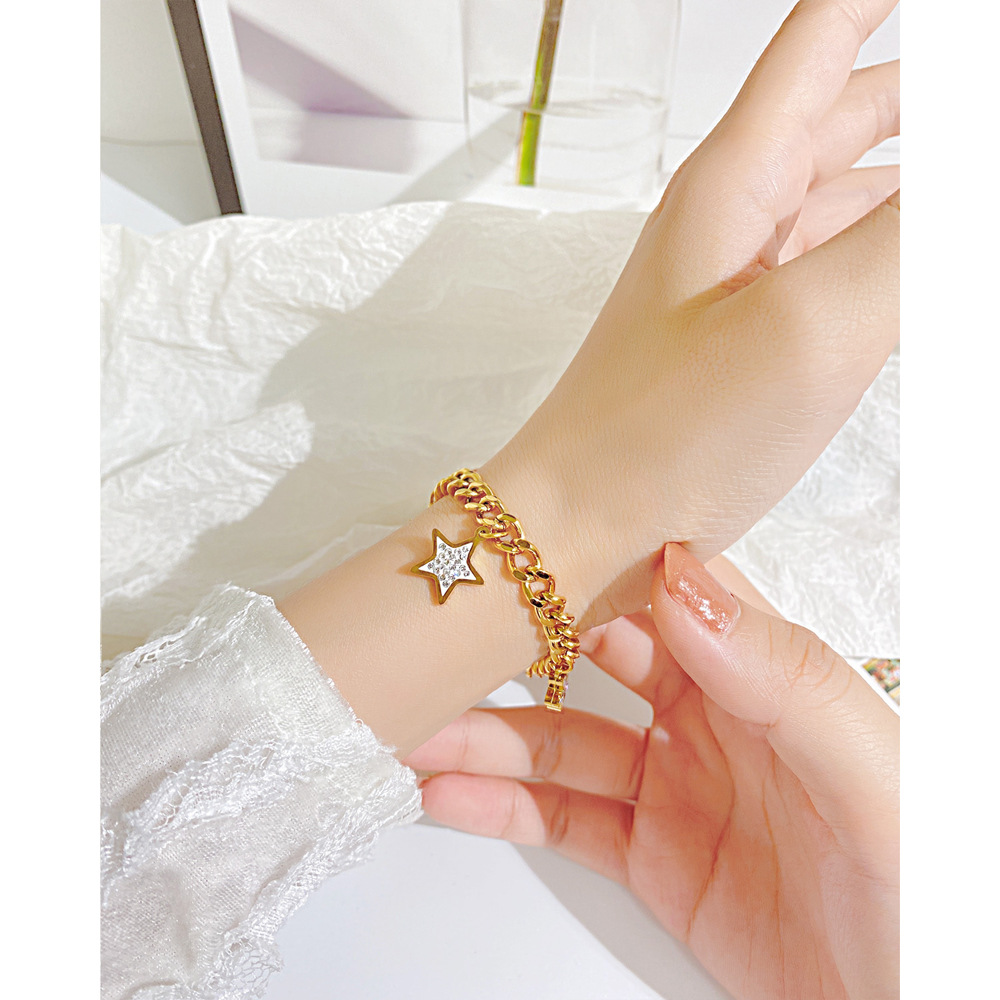 Simple Style Star Stainless Steel Inlay Zircon Bracelets 1 Piece