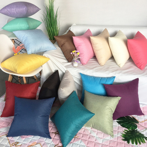 Direct factory supply: High-volume faux cotton-linen cushions, solid-color sofa backrest pillows, and minimalist plain-colored throw pillows.