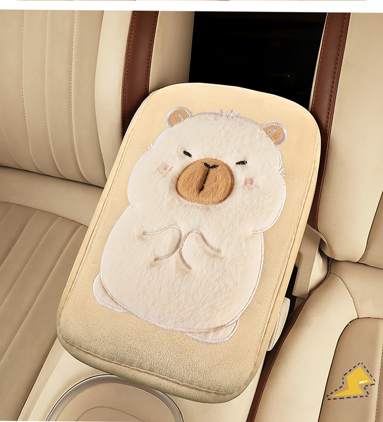 Car Armrest Box Mat Capibala Cartoon Plush Mat Middle Car Central Armrest Elbow Rest Universal Model