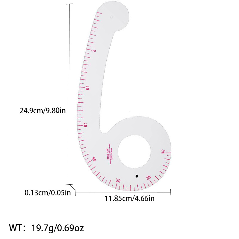 Regla de curva directa de fábrica Botón regla de arco regla de ropa regla de corte traje de regla de jaula de manga regla de tamaño colección