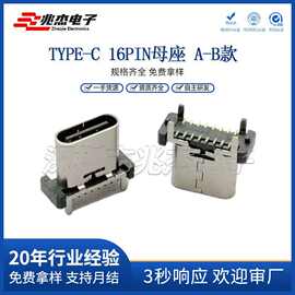 TYPE-C  16P母座立贴H=9.3/10.0/10.5 A款-B款