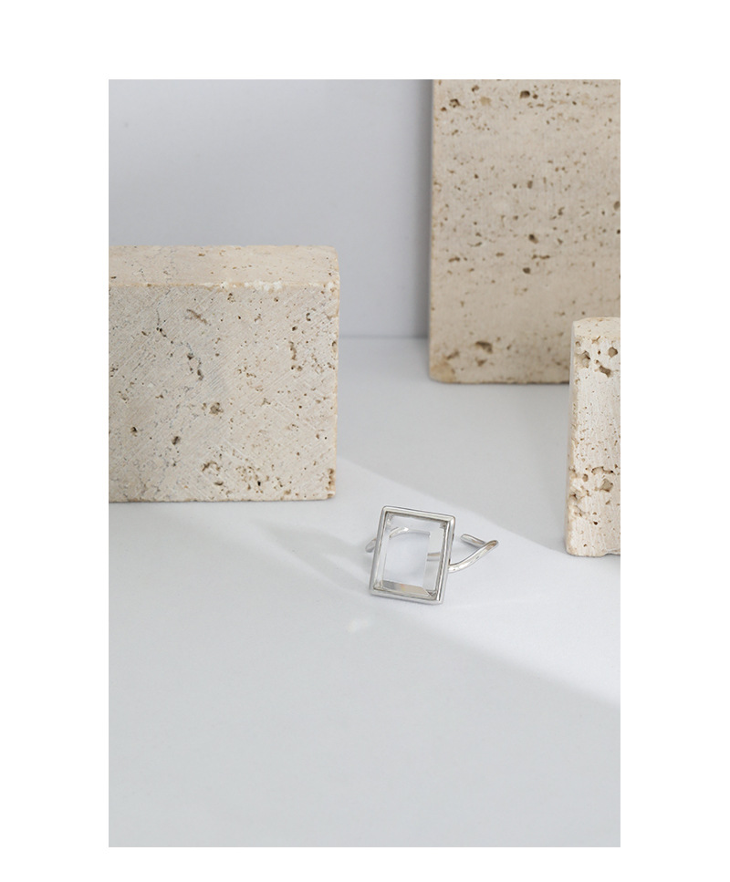Fashion Square Sterling Silver Plating Crystal Open Ring