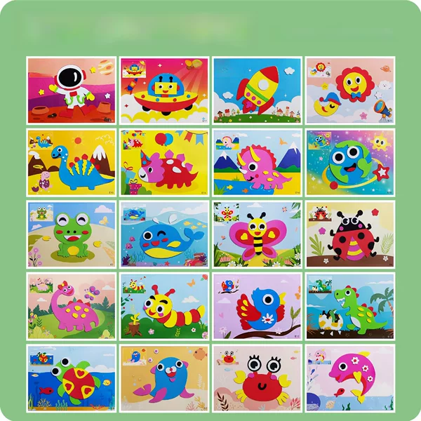 3d EVA layer-by-layer stickers front stickers back painting kindergarten handmade material package creative puzzle