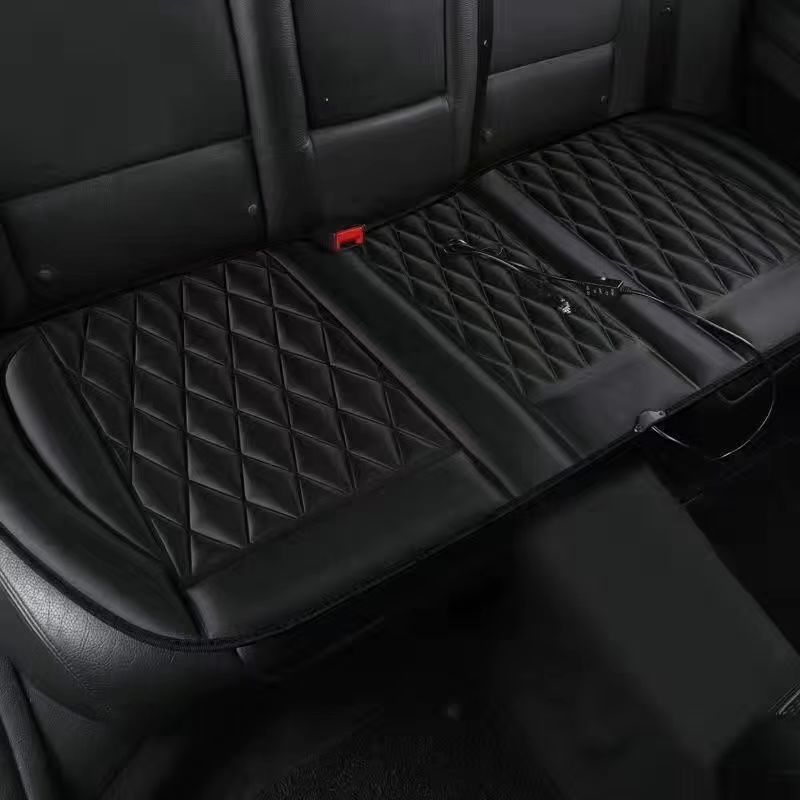 Seat cushion, seat cover — Qìchē Car Heated - rear-row-long-cushion-black-large-diamond-heated-pad