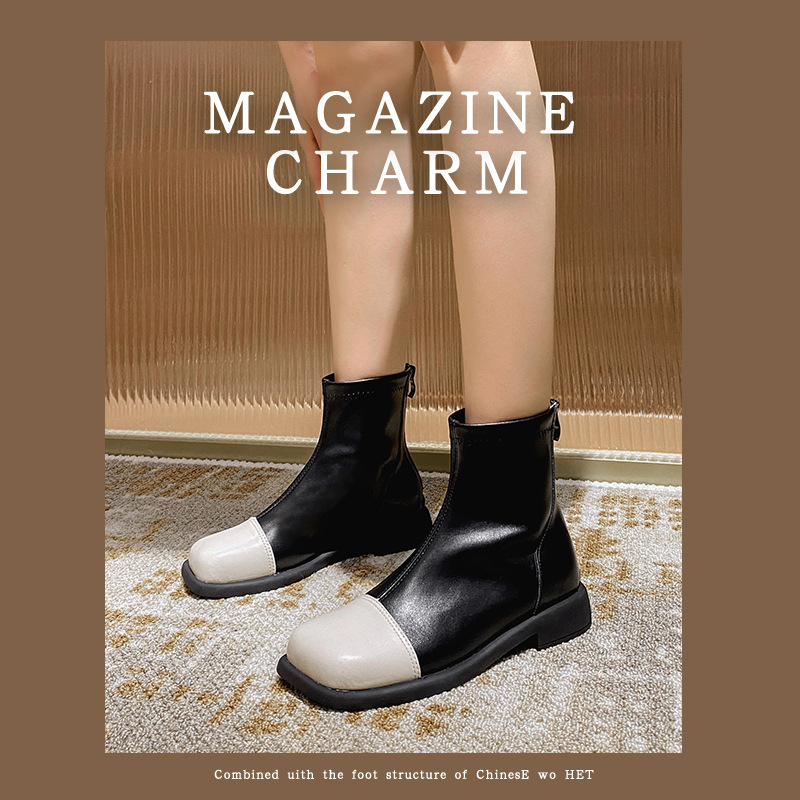 Genuine Leather Mango Boots Women's Mary Jane Boots Martin Boots Korean Style 2022 New Spring and Autumn Boots All-match Single Boots