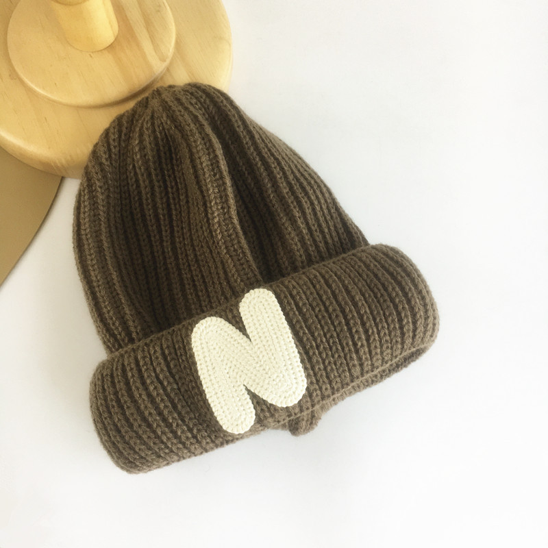 Unisex Children's wool hat baby cute autumn and winter letter cloth knitted hat boys and girls warm hat_voghion.com