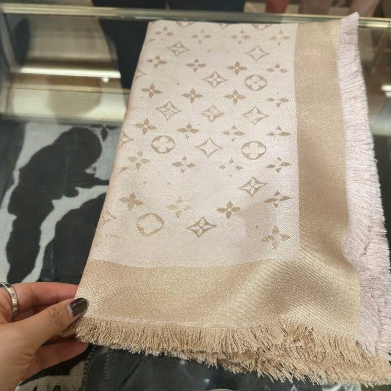 High-end wool and silk scarf with gold and silver thread, elegant women's scarf, warm decorative travel shawl
