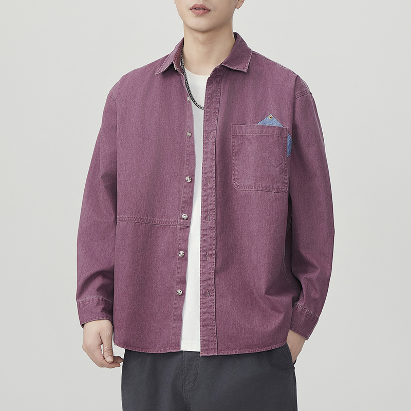 2025 New Spring & Fall Japanese Style Retro Men's Loose Long-Sleeved Casual Pure Cotton American Workwear Versatile Shirt Trend
