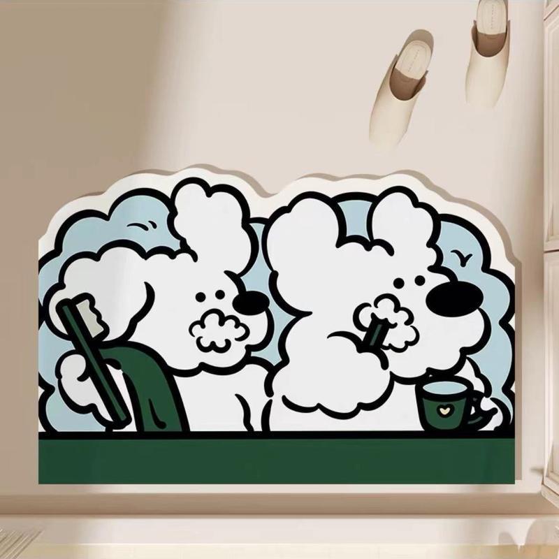 Cartoon Bathroom Floor Mats, Strong Water-Absorbent Soft Diatom Mud Floor Mats, Household Bathroom Door Wear-Resistant Anti-Slip Foot Mats