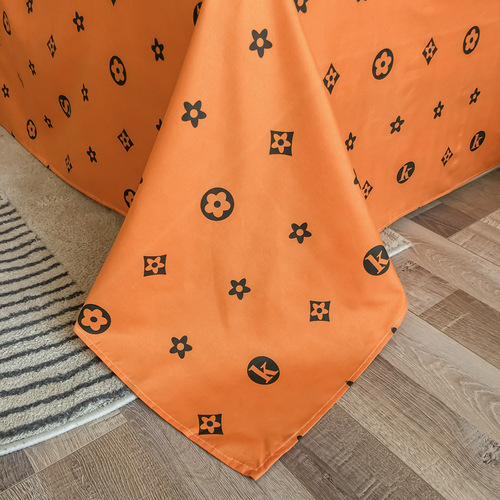 Minimalist Aloe Cotton Flannel Four-Piece Set for Men, Grid Striped Student Dorm Three-Piece Bed Sheet and Cover Set